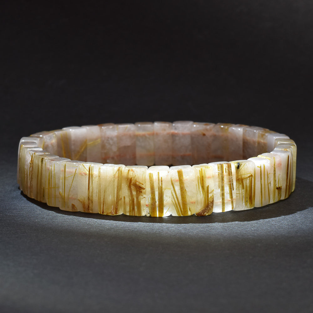 [鑑別付]ゴールドルチルクォーツ バングル 11mm幅 #RJ153