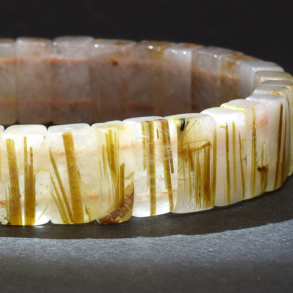 [鑑別付]ゴールドルチルクォーツ バングル 11mm幅 #RJ153