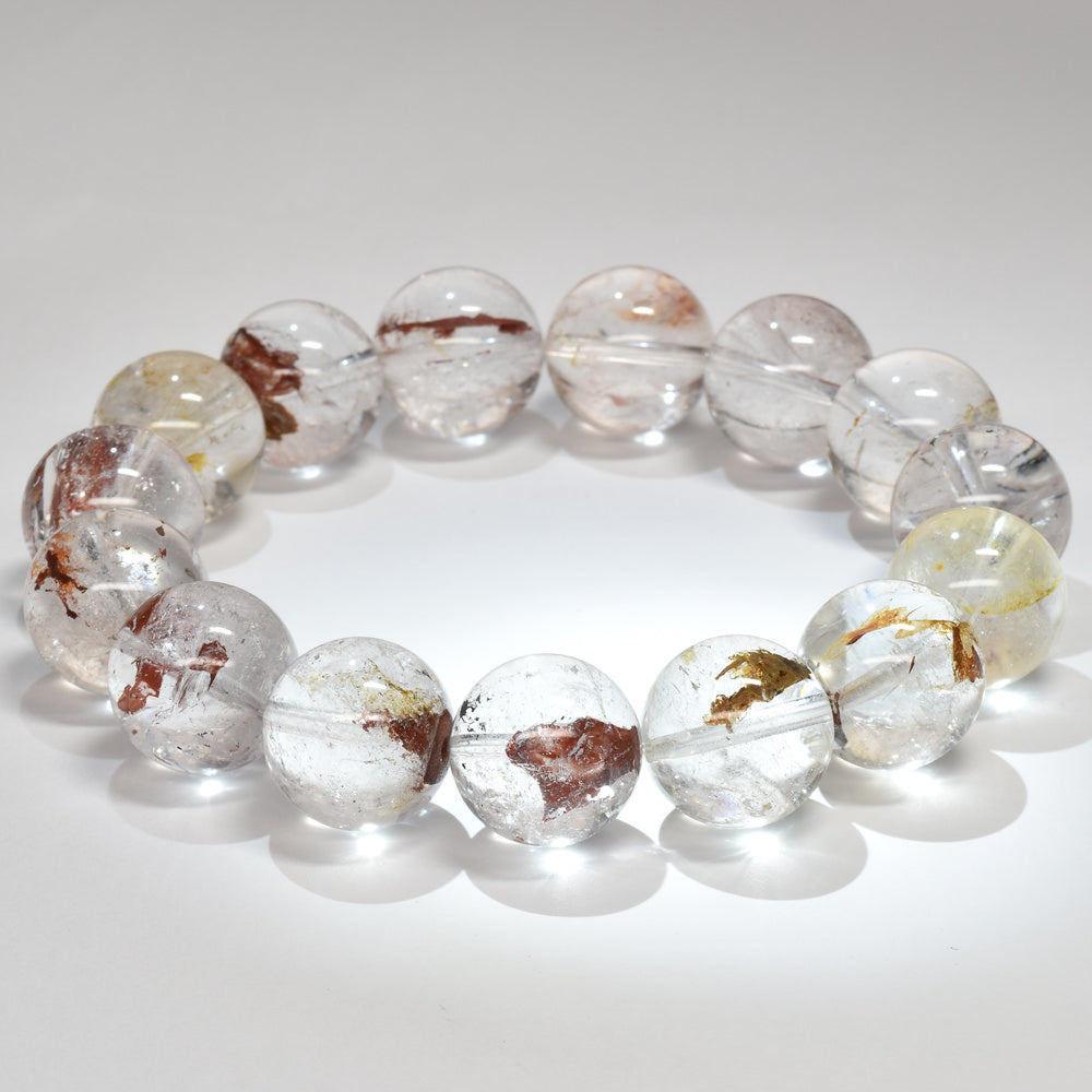 ライモナイトインエレスチャルクォーツ ブレスレット 15mm #RJ158