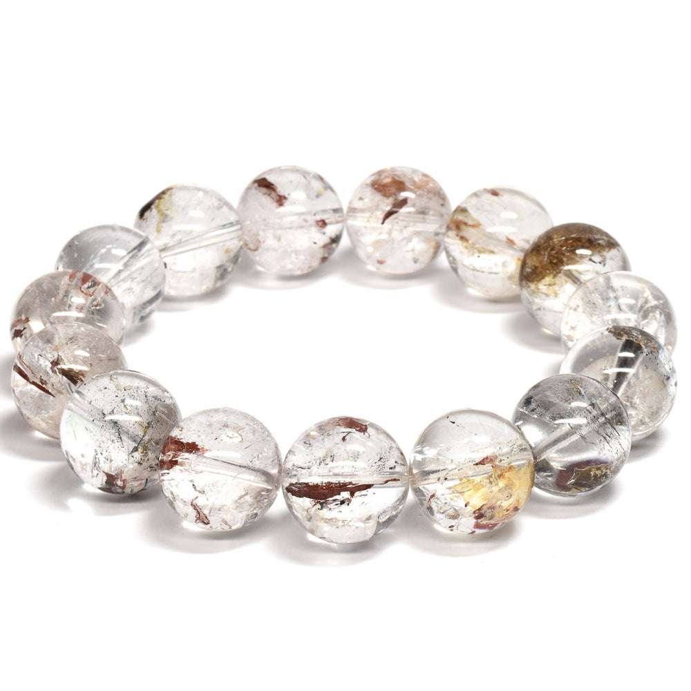 ライモナイトインエレスチャルクォーツ ブレスレット 15mm #RJ159