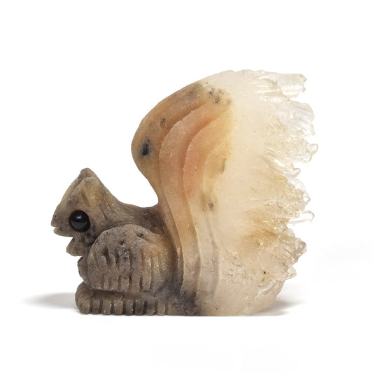水晶クラスター リス 彫刻置物 38.7x42.8x16.3mm #RJ163