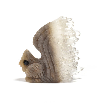 水晶クラスター リス 彫刻置物 41.3x40.6x13.1mm #RJ165