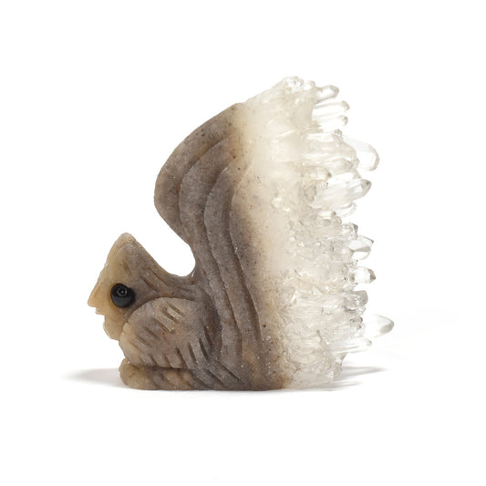 水晶クラスター リス 彫刻置物 41.3x40.6x13.1mm #RJ165