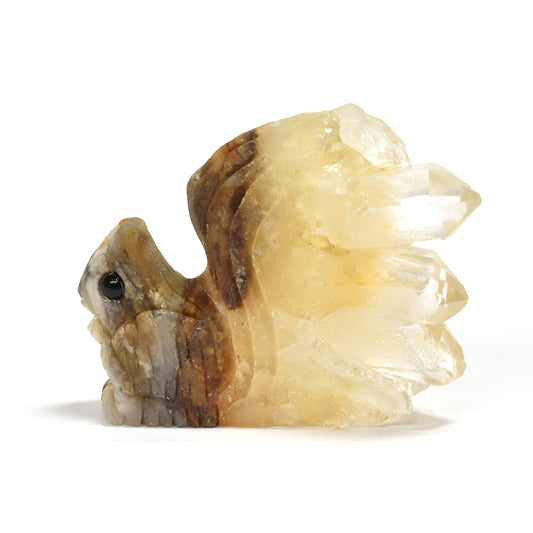水晶クラスター リス 彫刻置物 38.8x51.2x13.8mm #RJ166