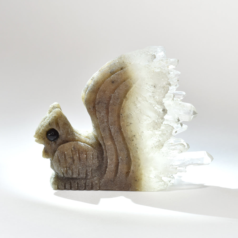 水晶クラスター リス 彫刻置物 48.9x39.2x16.2mm #RJ167