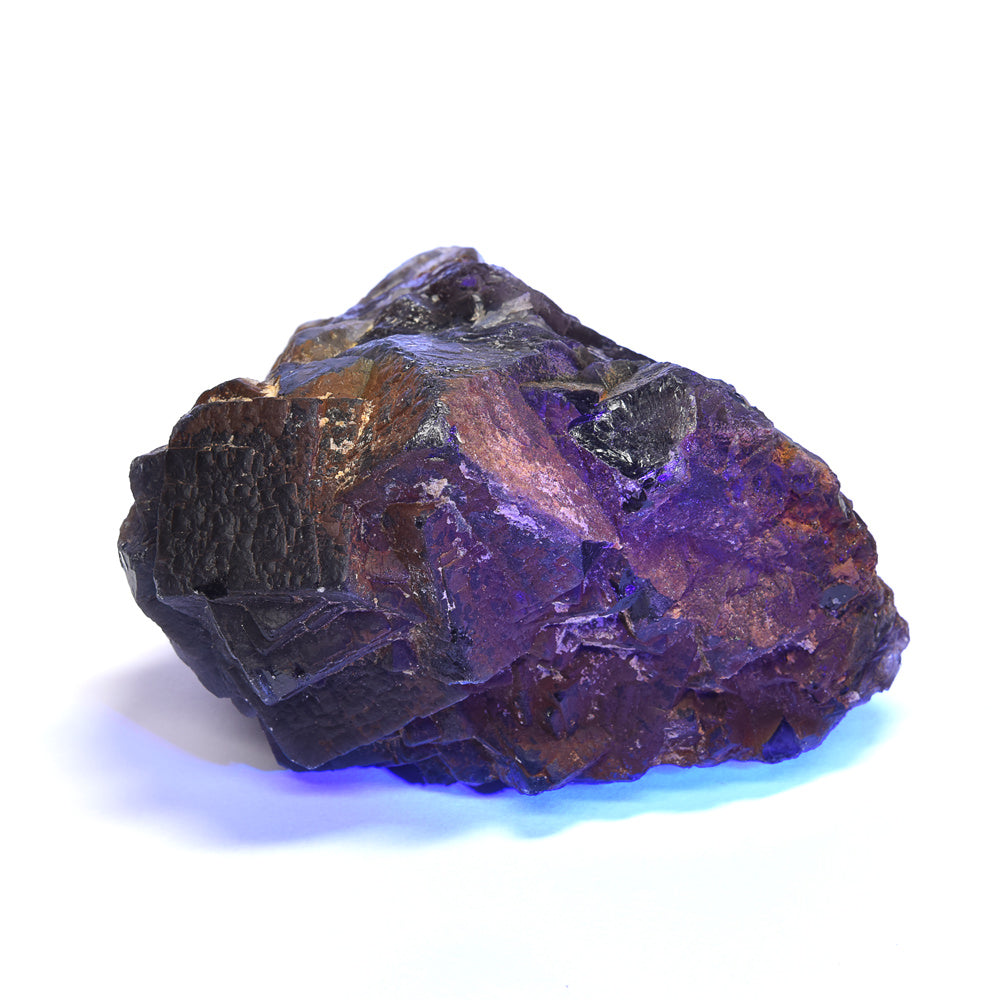 パキスタン産ブラックフローライト（赤色蛍光）原石 90x55x70mm #RJ197