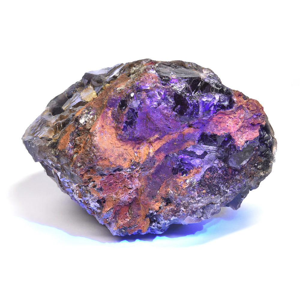 パキスタン産ブラックフローライト（赤色蛍光）原石 95x58x69mm #RJ202