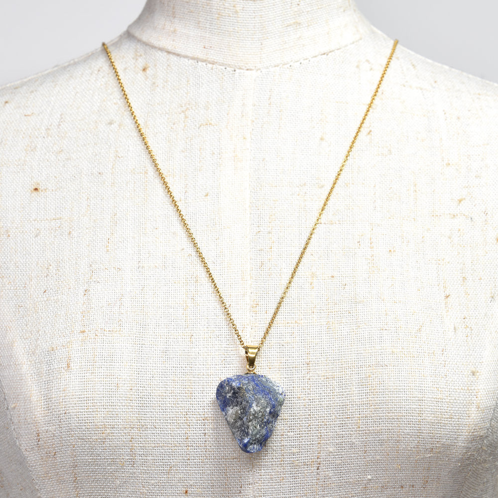 ラピスラズリ 原石ペンダントトップ 19.5x16.3x10mm #RJ280