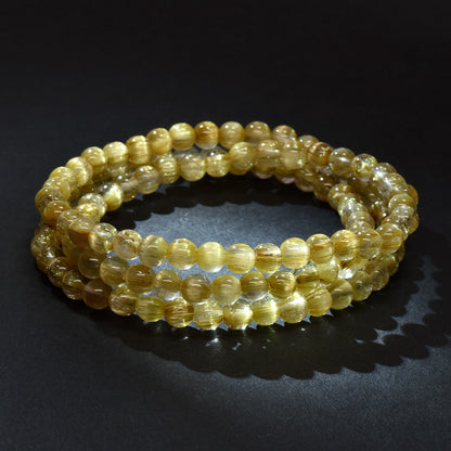 ゴールドルチルクォーツ 3連ブレスレット 5mm #RK142