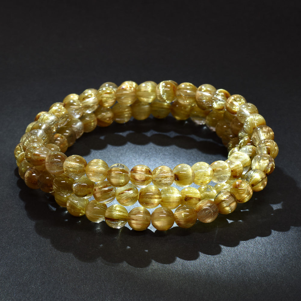 ゴールドルチルクォーツ 3連ブレスレット 5.5mm #RK143