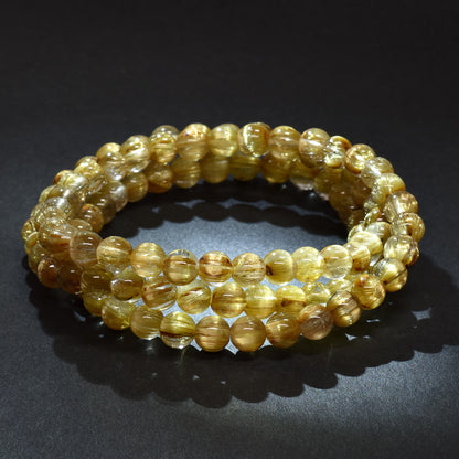 ゴールドルチルクォーツ 3連ブレスレット 5.5mm #RK143