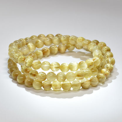 ゴールドルチルクォーツ 3連ブレスレット 6mm #RK144