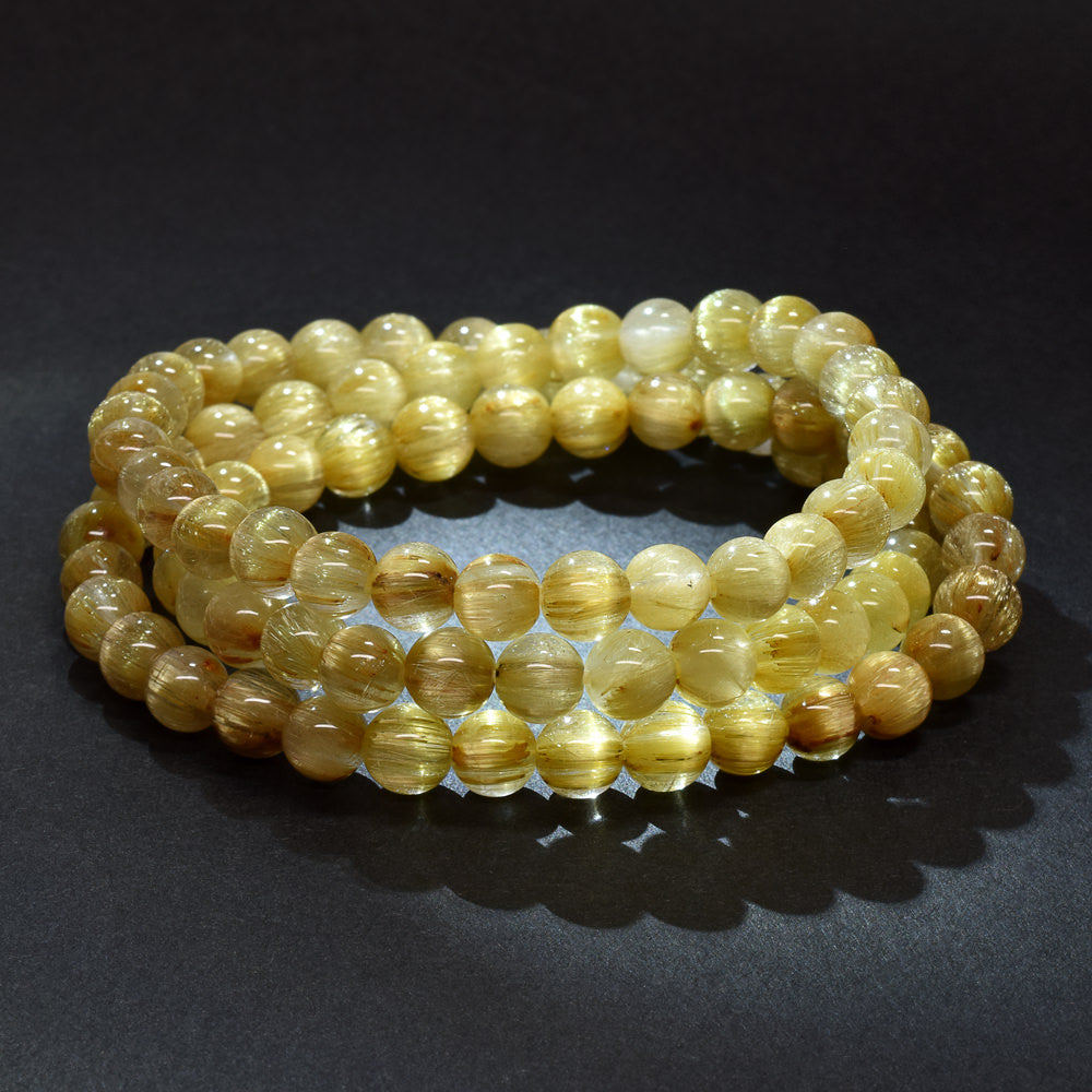 ゴールドルチルクォーツ 3連ブレスレット 6mm #RK144