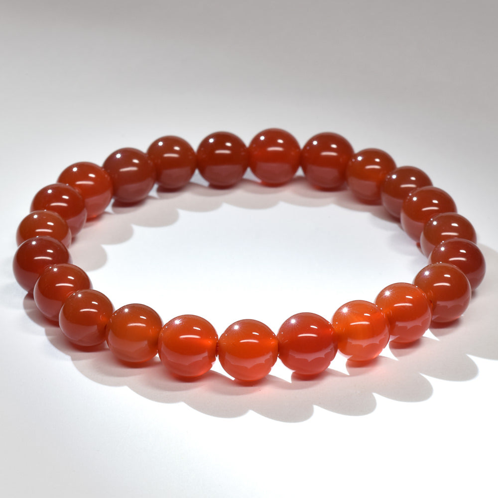 【山梨一級研磨士作】赤メノウ ブレスレット 8-8.5mm #RL004