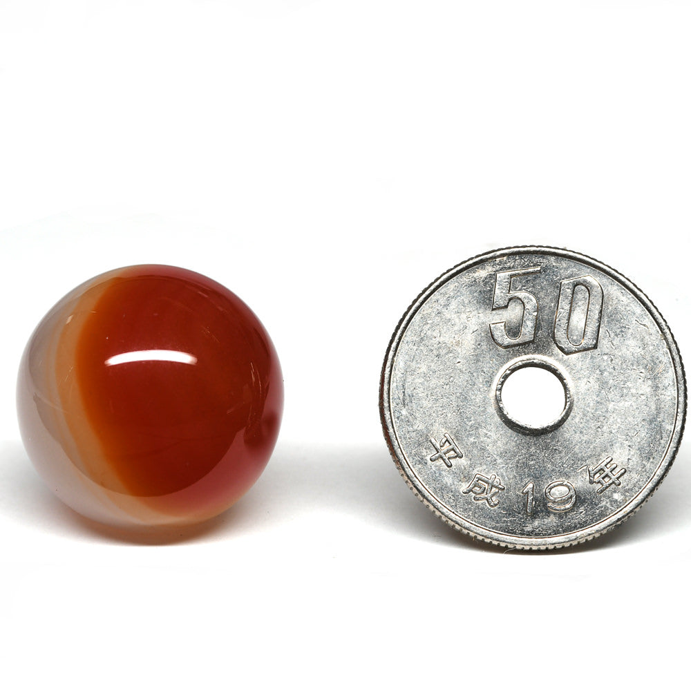 【山梨一級研磨士作】赤メノウ 丸玉 18.3mm #RL013