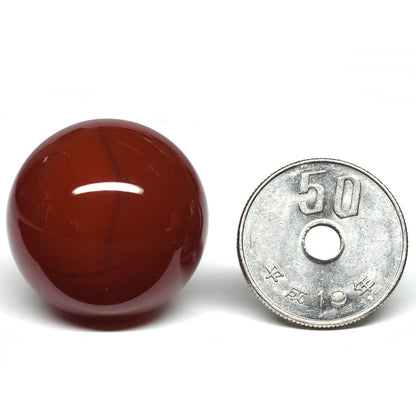 【山梨一級研磨士作】赤メノウ 丸玉 24.7mm #RL014