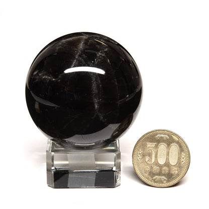 [鑑別付]チベット産モリオン 丸玉 54.3mm #RL057