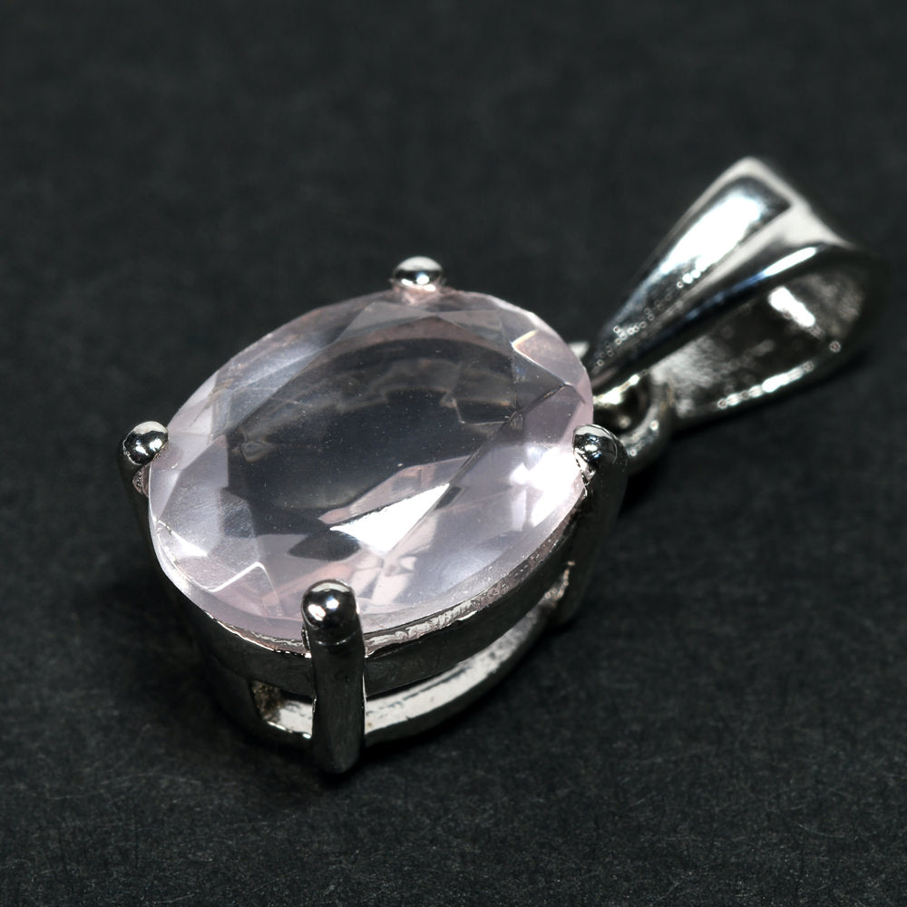 ローズクォーツ オーバル・カット SV925 ペンダントトップ 10.2x7.9mm #RL090