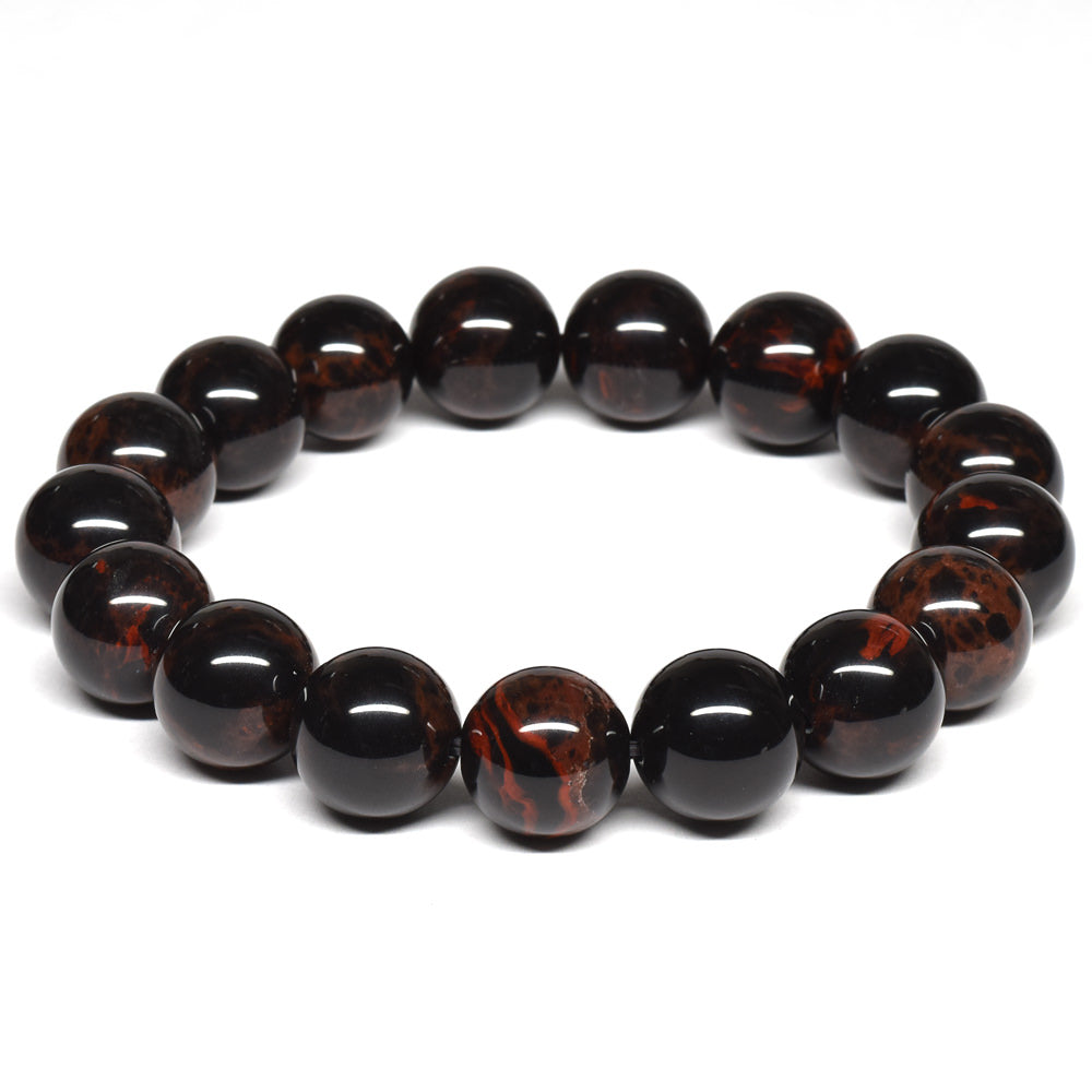 北海道産 紅十勝石（ヴァーミリオンオブシディアン） ブレスレット 12mm #RM007