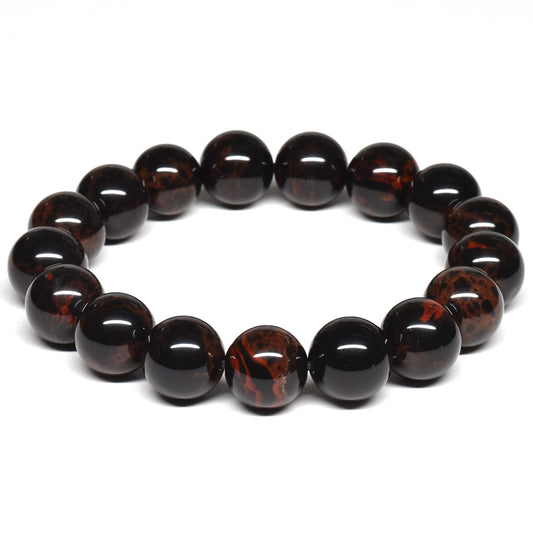 北海道産 紅十勝石（ヴァーミリオンオブシディアン） ブレスレット 12mm #RM007