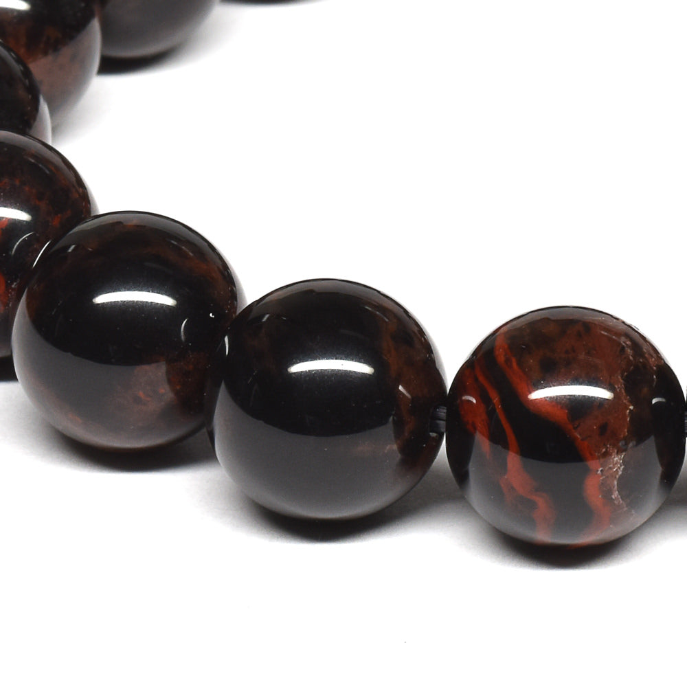 北海道産 紅十勝石（ヴァーミリオンオブシディアン） ブレスレット 12mm #RM007