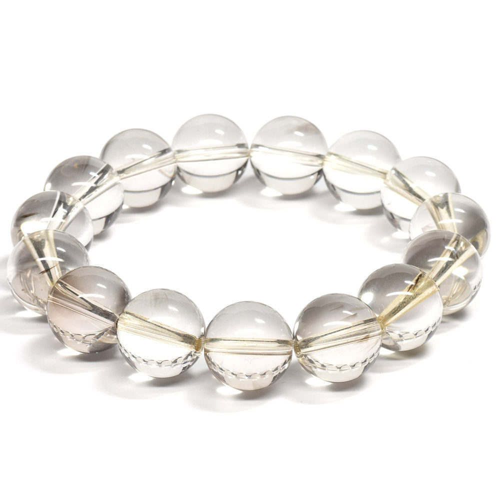 【山梨一級研磨士作】天然水晶 ブレスレット 15mm #RM023