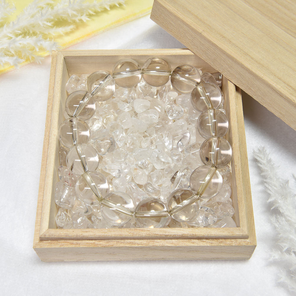 【山梨一級研磨士作】天然水晶 ブレスレット 15mm #RM023