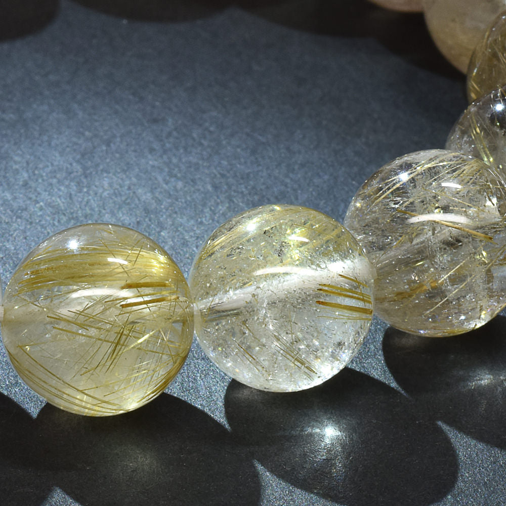 ゴールドルチルクォーツ ブレスレット 13.5mm #RM034