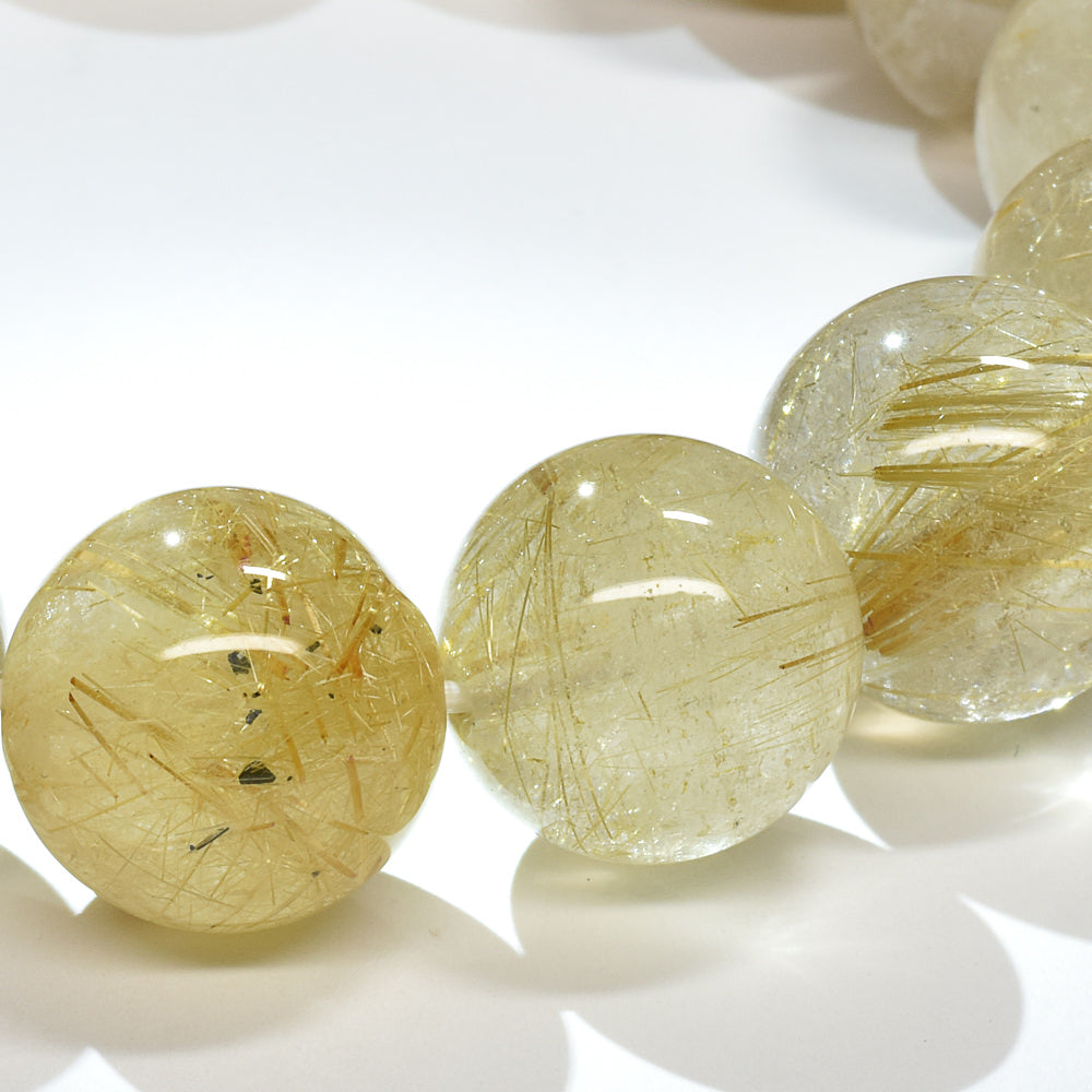 ゴールドルチルクォーツ ブレスレット 14.5mm #RM038