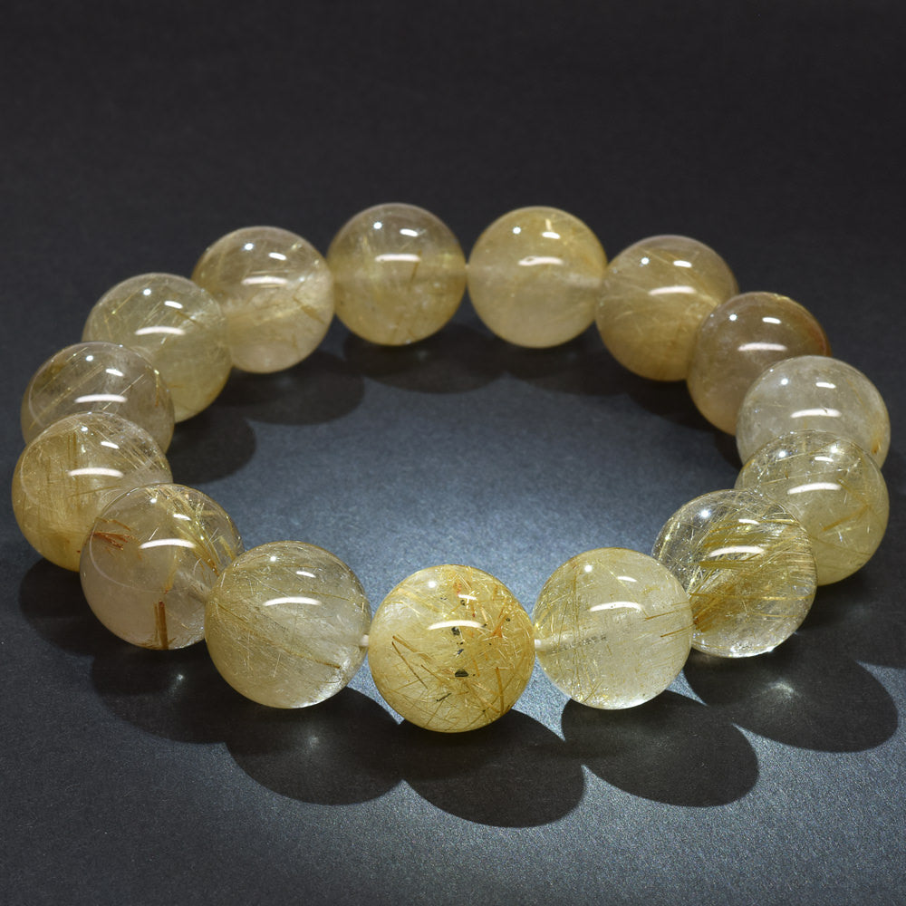 ゴールドルチルクォーツ ブレスレット 14.5mm #RM038