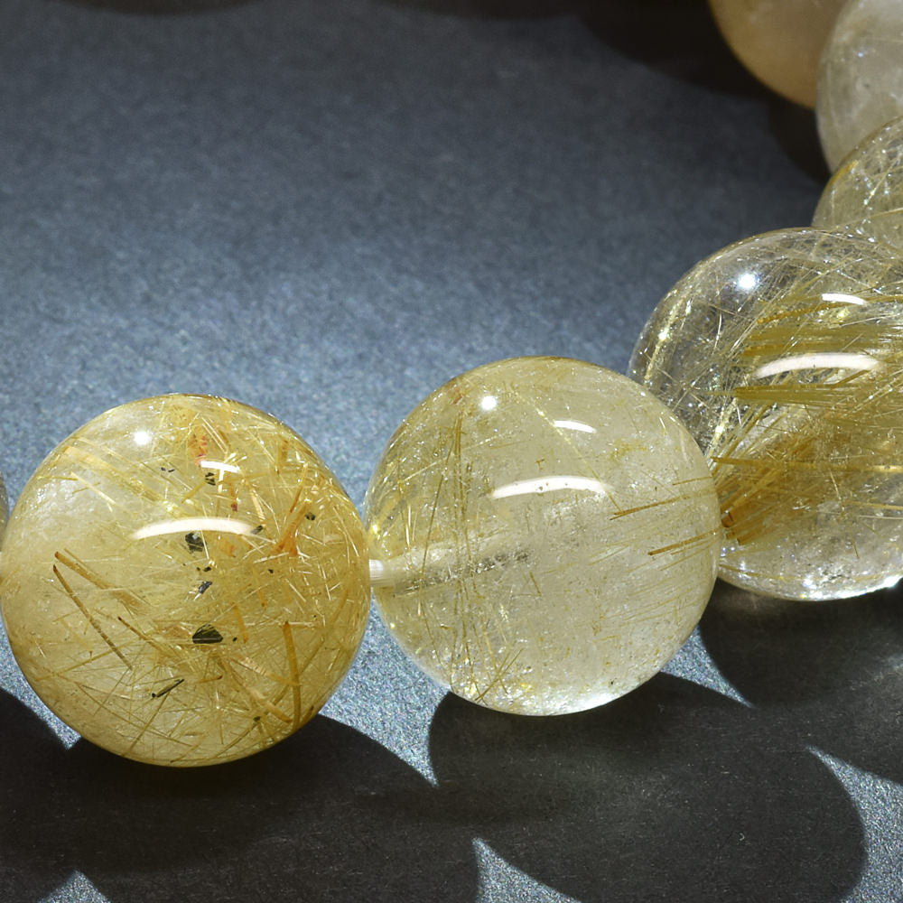 ゴールドルチルクォーツ ブレスレット 14.5mm #RM038