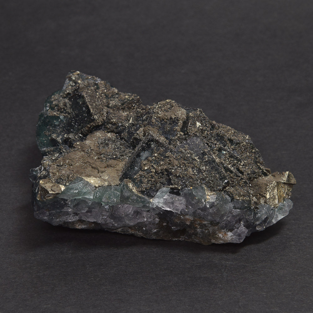 ナイジェリア産パイライトオンフローライト 原石 81x60x35mm #RM047