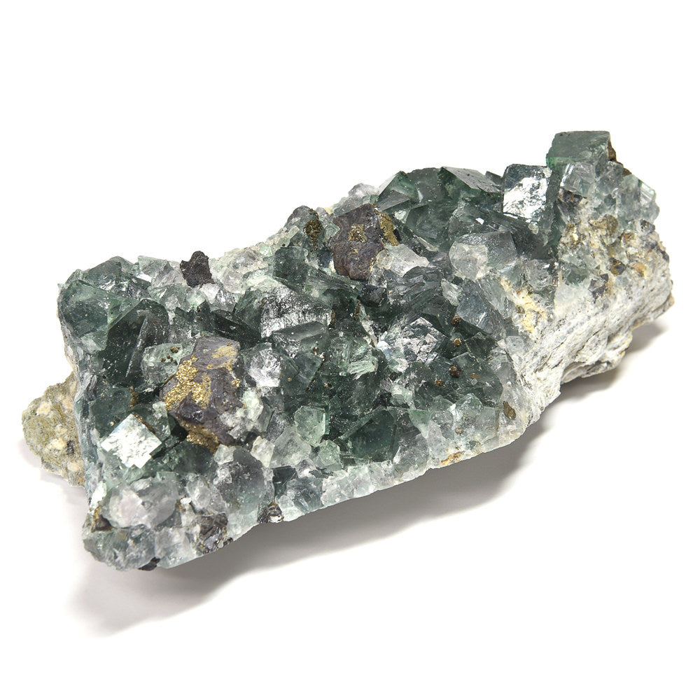 ナイジェリア産パイライトオンフローライト 原石 111x53x37mm #RM052