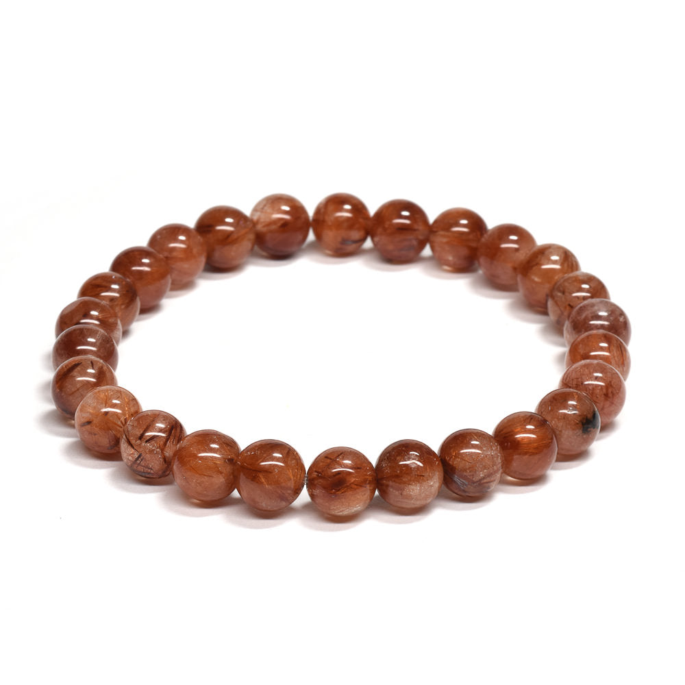 オレンジブラウンルチルクォーツ ブレスレット 7mm #RM093