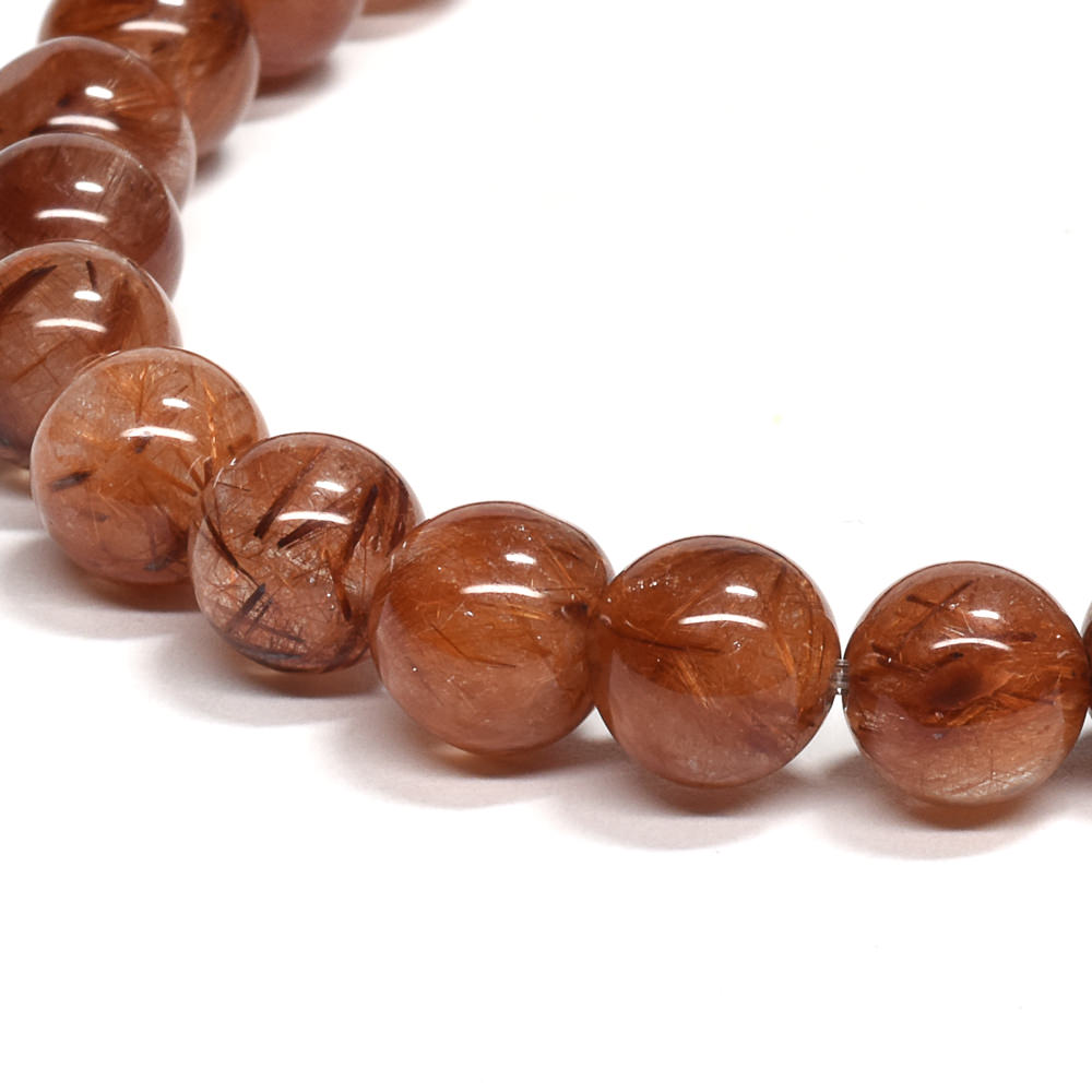 オレンジブラウンルチルクォーツ ブレスレット 7mm #RM093