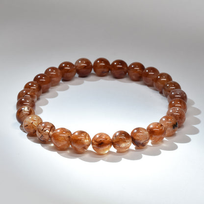 オレンジブラウンルチルクォーツ ブレスレット 7mm #RM093