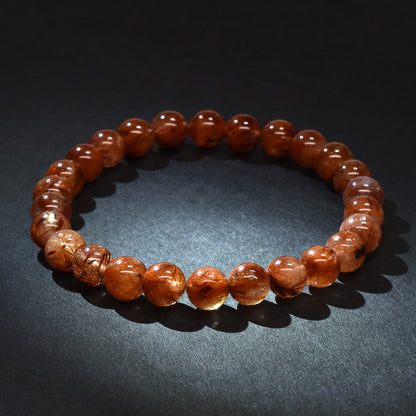 オレンジブラウンルチルクォーツ ブレスレット 7mm #RM093