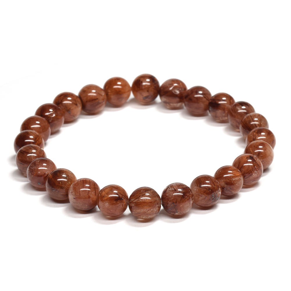 オレンジブラウンルチルクォーツ ブレスレット 7.5mm #RM094