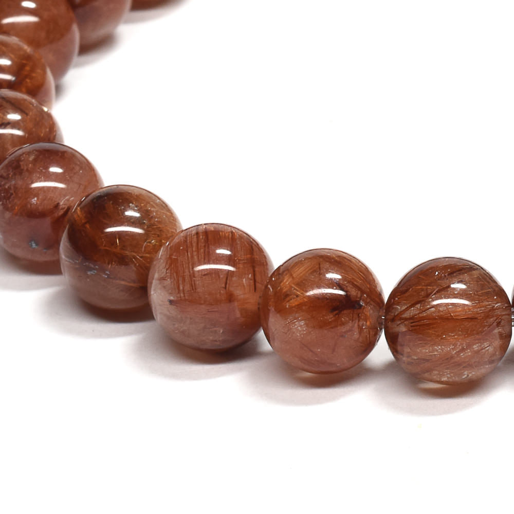 オレンジブラウンルチルクォーツ ブレスレット 7.5mm #RM094