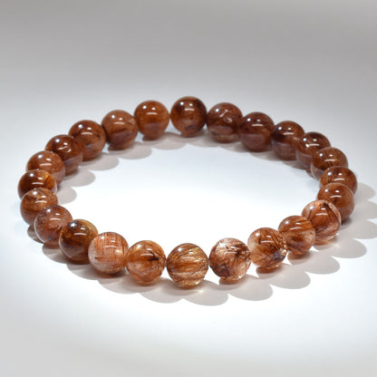 オレンジブラウンルチルクォーツ ブレスレット 7.5mm #RM094