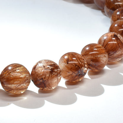 オレンジブラウンルチルクォーツ ブレスレット 7.5mm #RM094