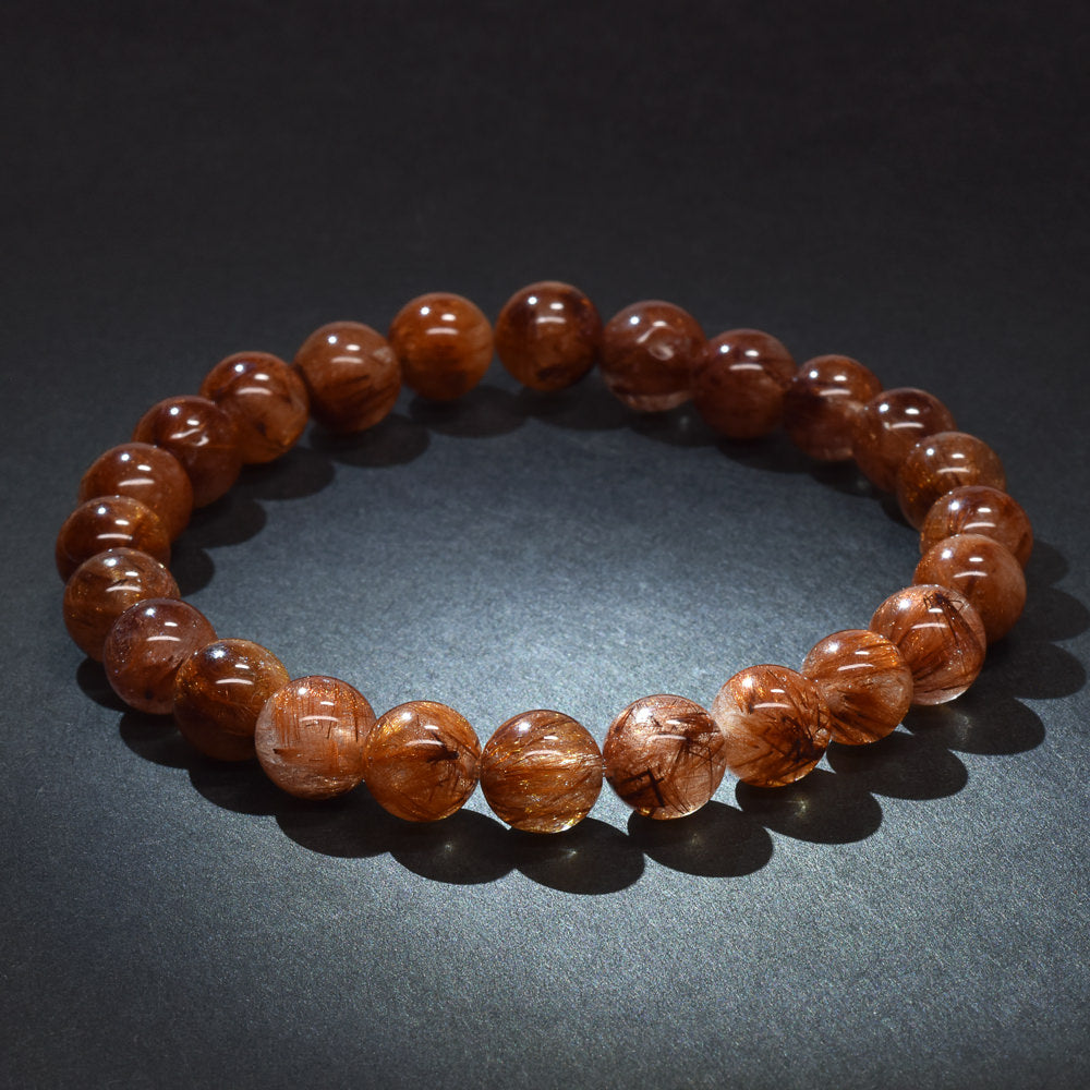 オレンジブラウンルチルクォーツ ブレスレット 7.5mm #RM094