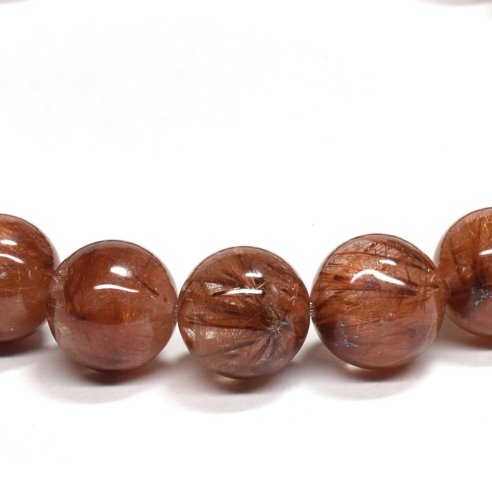 オレンジブラウンルチルクォーツ ブレスレット 8.5-9mm #RM095