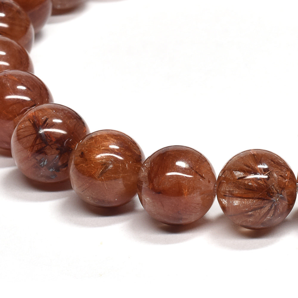 オレンジブラウンルチルクォーツ ブレスレット 8.5-9mm #RM095