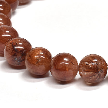 オレンジブラウンルチルクォーツ ブレスレット 8.5-9mm #RM095