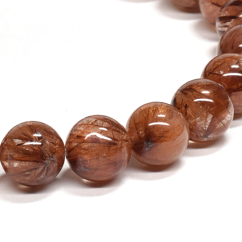 オレンジブラウンルチルクォーツ ブレスレット 8.5-9mm #RM095