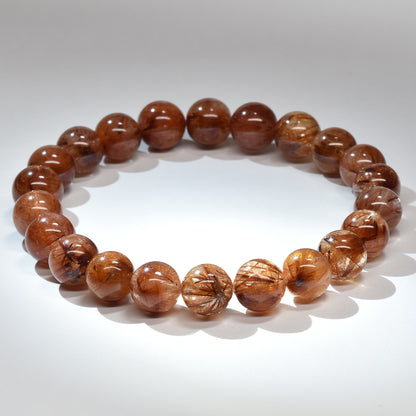 オレンジブラウンルチルクォーツ ブレスレット 8.5-9mm #RM095