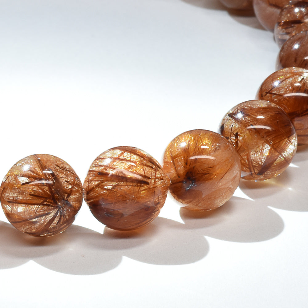 オレンジブラウンルチルクォーツ ブレスレット 8.5-9mm #RM095