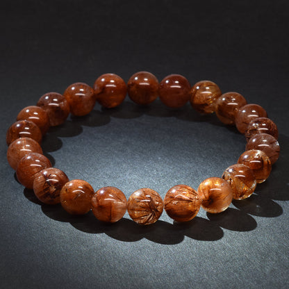 オレンジブラウンルチルクォーツ ブレスレット 8.5-9mm #RM095