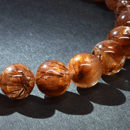 オレンジブラウンルチルクォーツ ブレスレット 8.5-9mm #RM095